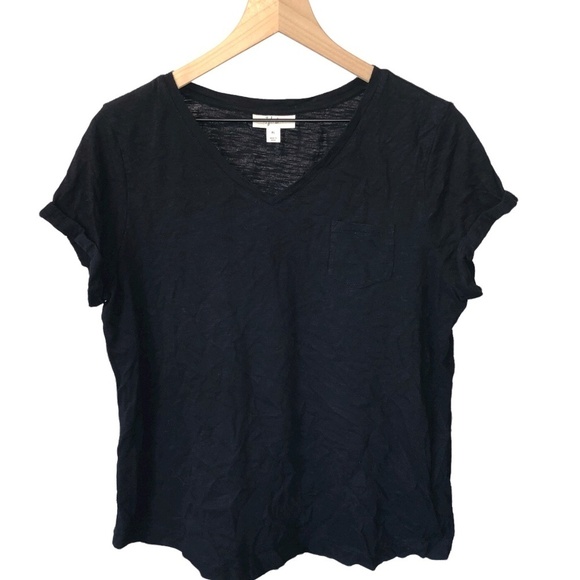 Style & Co Black Short Sleeve Shirt Lightweight T-Shirt Pocket Petite Top - Picture 6 of 7
